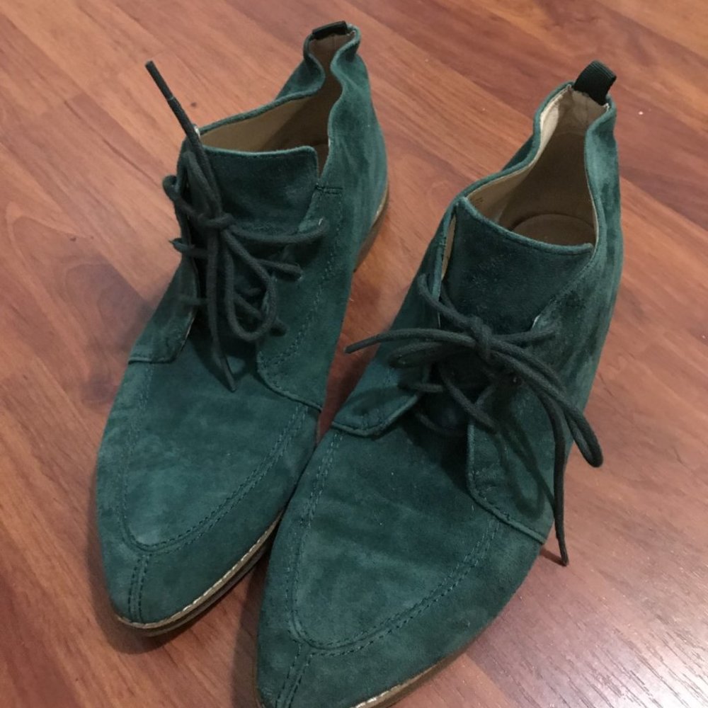 Teal Suede Pointed Booties